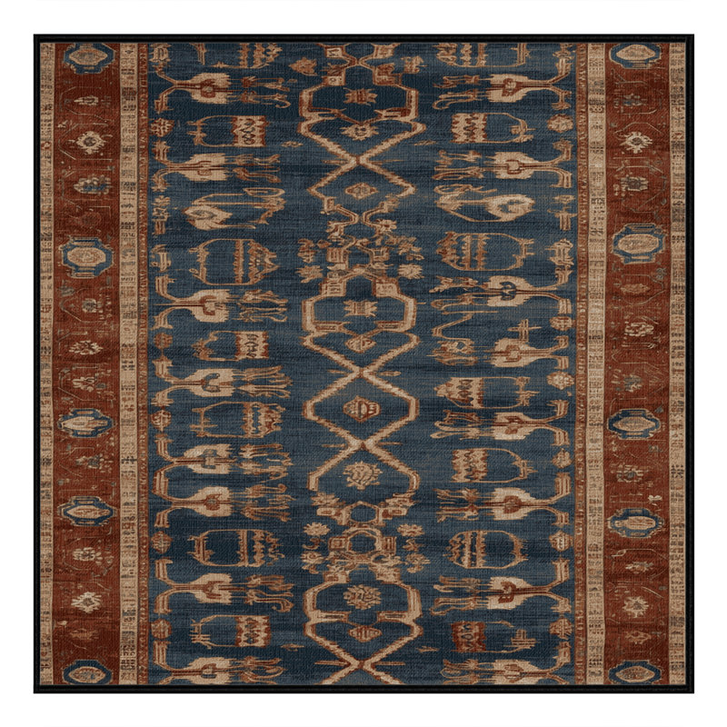 Tapis brun turc lavable à la machine, Carré 5 pi