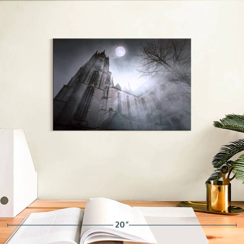 Moonlit Hitzel Church, 8" H x 12" W