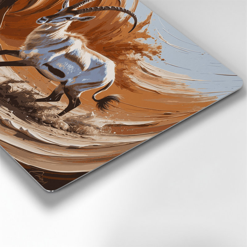 Faune, art mural brun en métal Addax, H 8 po x l 10 po