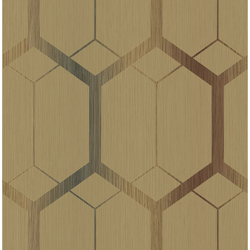 Papier peint à motif hexagonal non frotté Seabrook Designs, Café / framboise bleu métallique