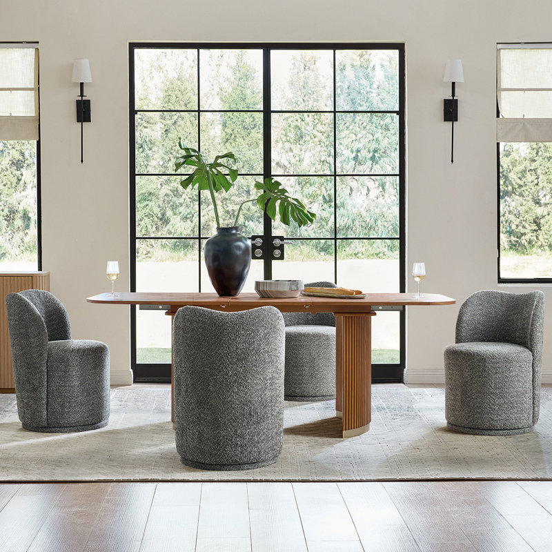 Clester Modern 360-Degree Swivel Dining Chair Set, Gray, 4
