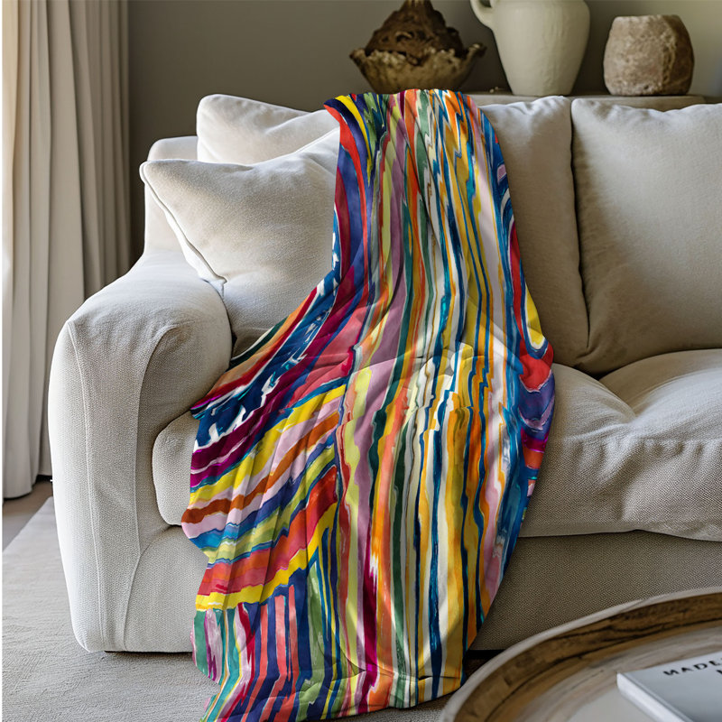 Whimsical Wavelength Stripes Throw Blanket, 50" W x 60" L