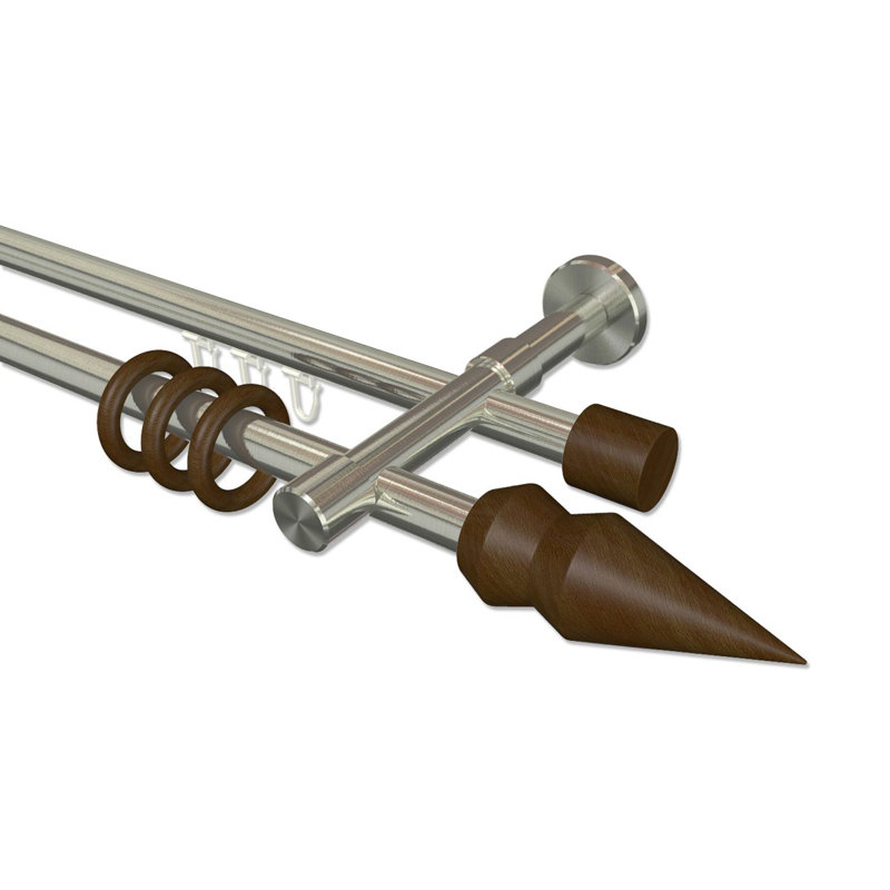 Lynda Adjustable Bay Window Double Curtain Rod, 5cm H x 320cm W x 15cm D