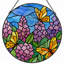 Panneau de vitrail 12 "H Butterfly Flowers