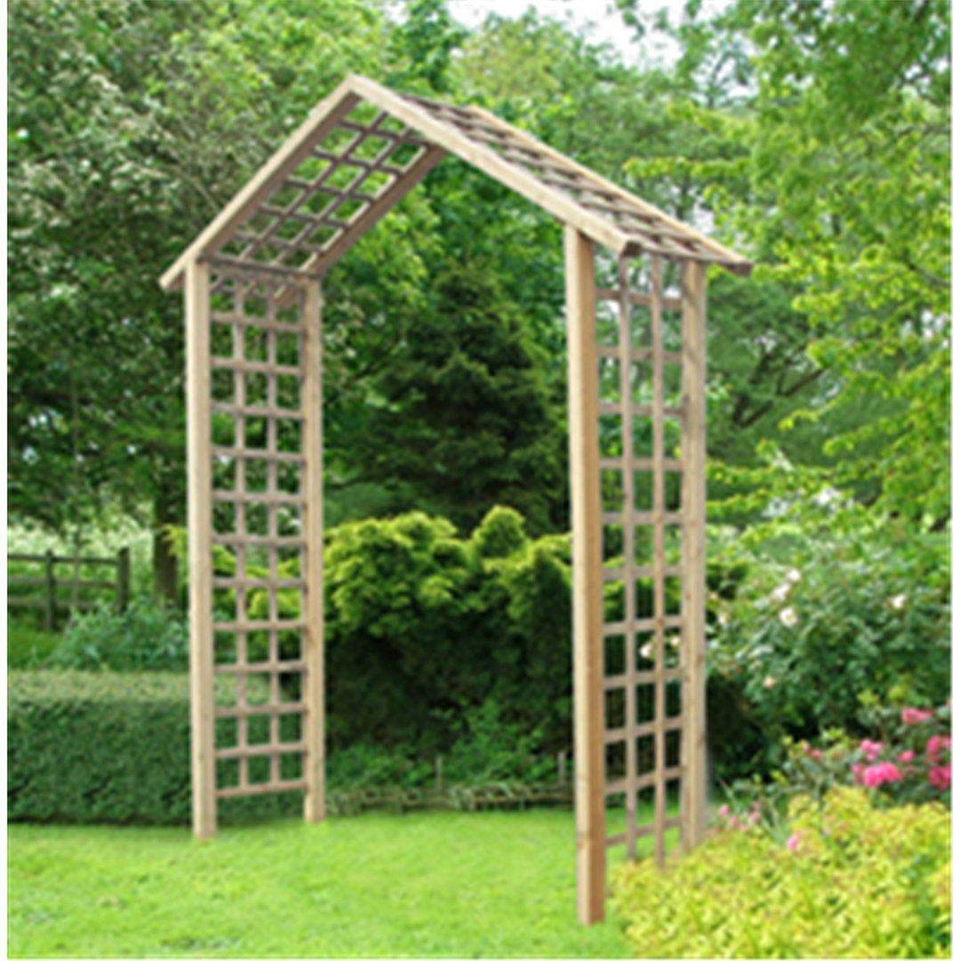 Salford 158cm W x 58cm D Solid Wood Arbour in Green