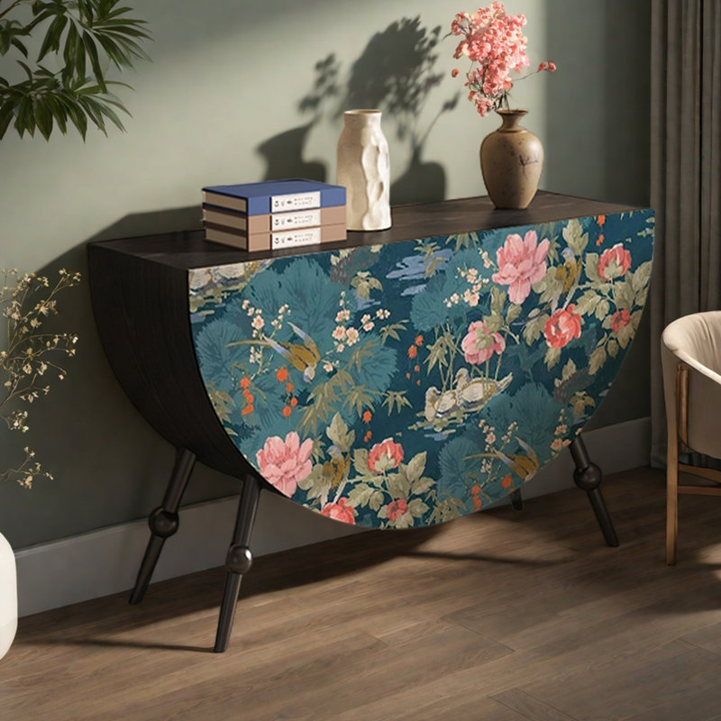 Semi-circular multi-functional accent cabinet