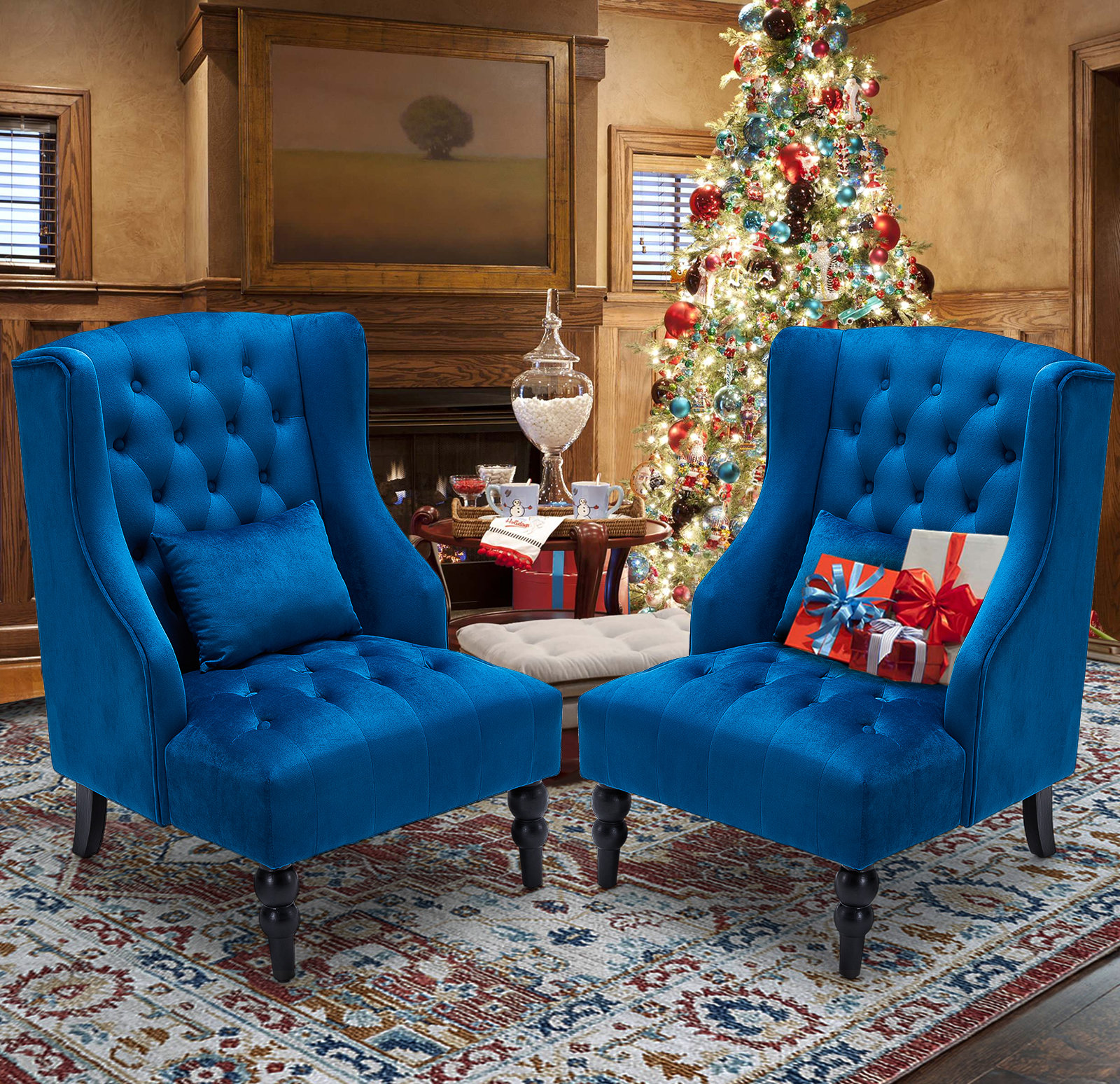 Velvet Accent High Back Living Room Accent Chairs Armless Chair