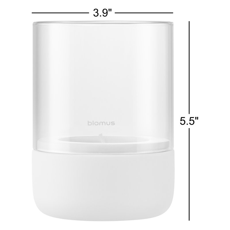 CALMA Hurricane Candle Holder, 5.5" H x 3.9" W x 3.9" D, Lily White