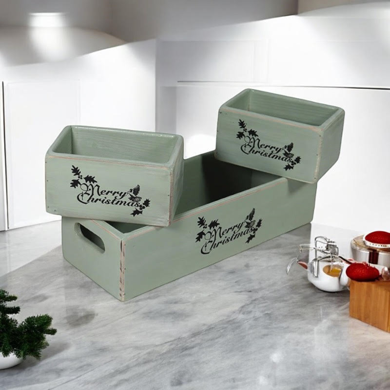 Aniyja 4 Piece Handmade Wooden Decorative Box Set, Green