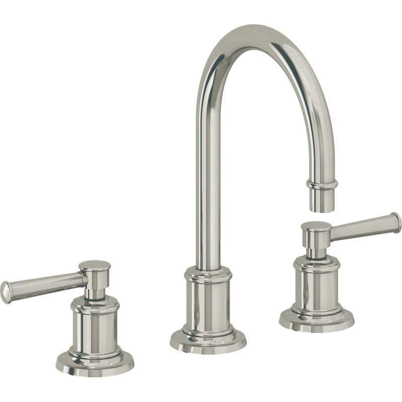 Miramar Widespread Lavatory Faucet with ZeroDrain, Polished Nickel, Lever Handle