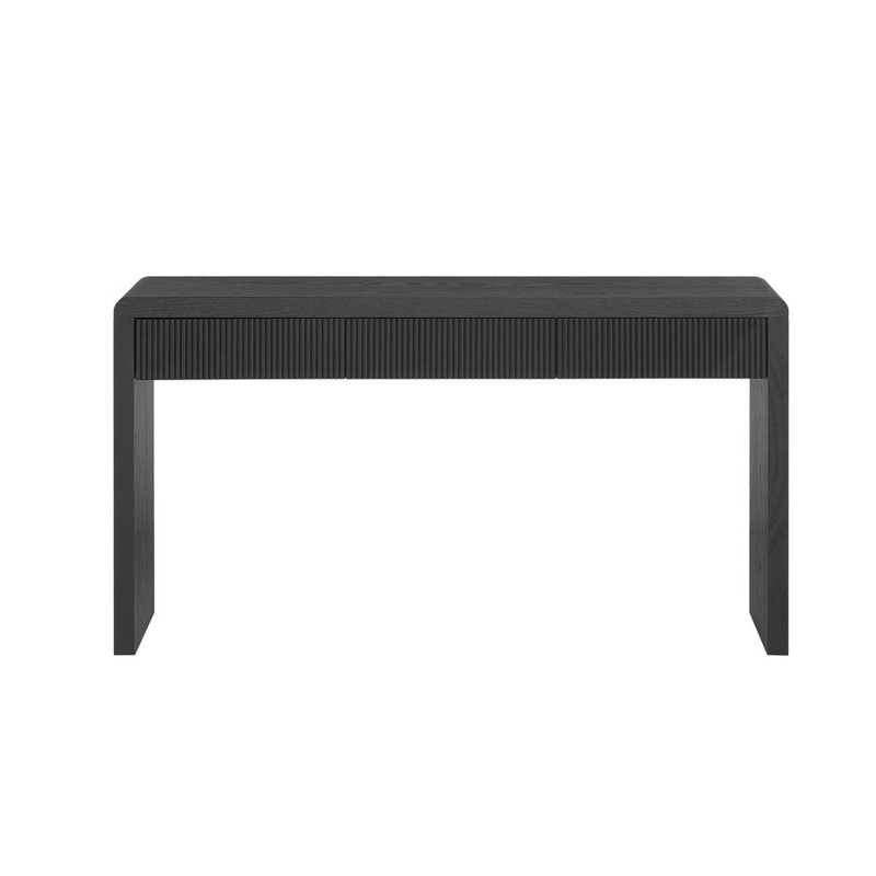 Console rustique avec 3 tiroirs, table d'entrée pour le salon, couloir, Noir