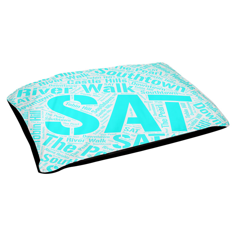 Coussin de chien « districts », Moyen (H 9,5 po x l 28 po x P 18 po), Cyan, San Antonio