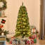 HOMCOM Prelit Artificial Pencil Christmas Tree with Red Berry Green-1273010728