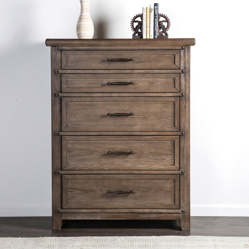 Commode 1 pièce 5 tiroirs, Brun