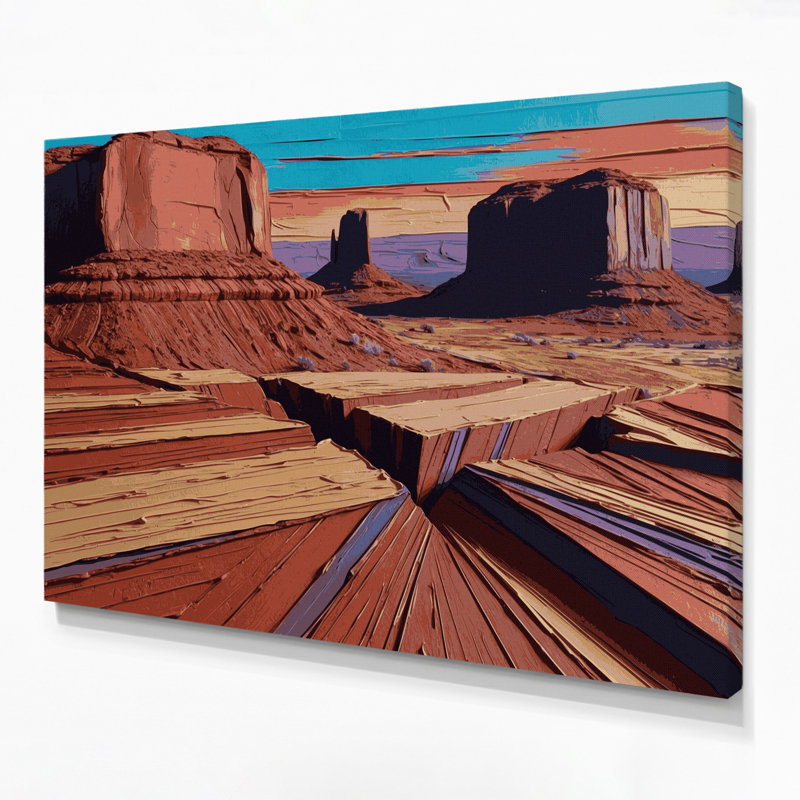 «Southwestern Patterns Mesa Lines 217», art mural sur toile brune, H 8 po x l 10 po