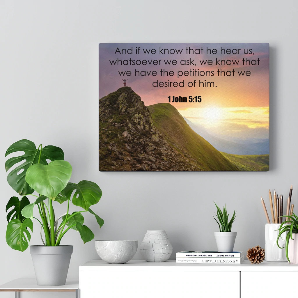 Blue Elephant He Hear Us 1 John 5:15 - Wrapped Canvas Typography ...