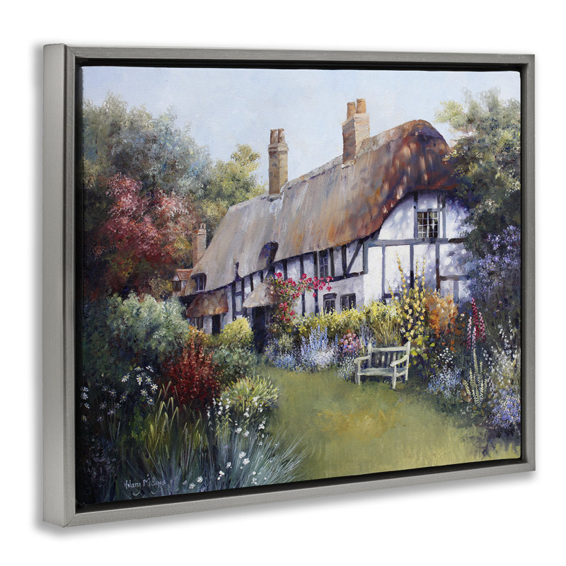  Art mural sur toile flottante, "Budding Cottage Garden" par Hilary Mayes, Cadre flottant gris lustré, H 25 po x l 31 po