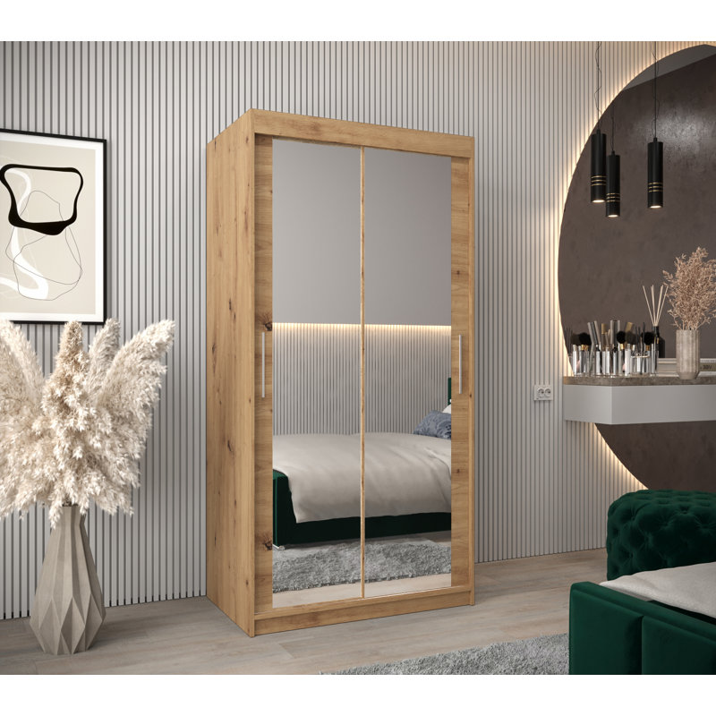 Aba 2 Door Manufactured Wood Wardrobe, Artisan Oak