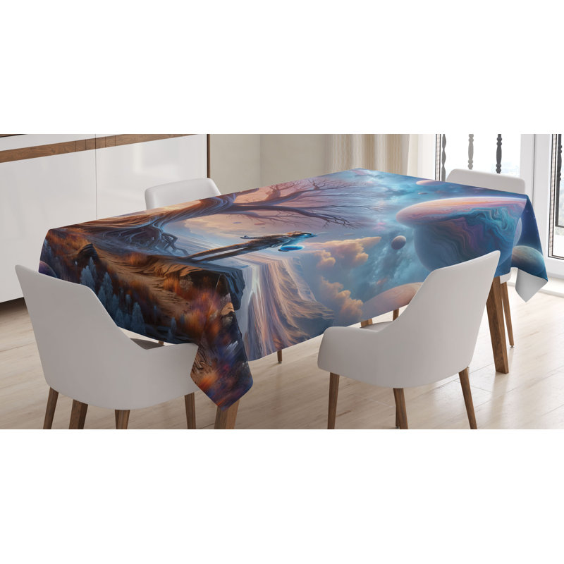 Healdton Rectangle No Pattern Microfiber Tablecloth, 90" Rectangle