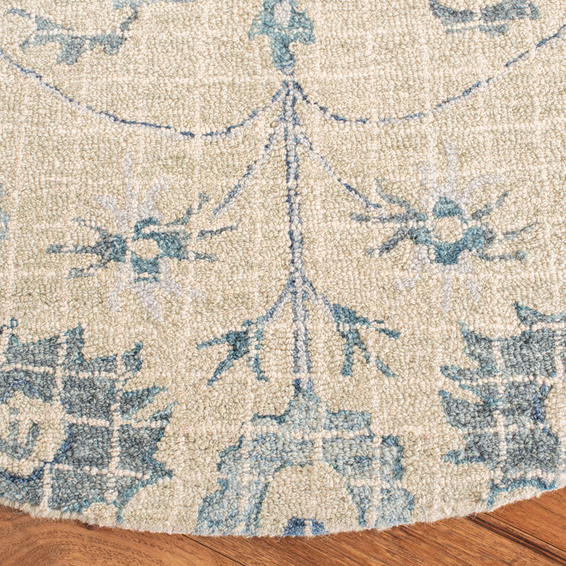 Luitpold Hand Tufted Wool Floral Rug, Round 6'