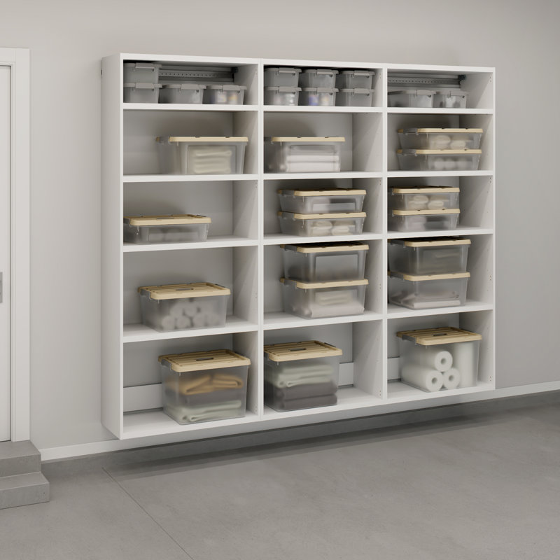 Garagecore 3 armoires peu profondes en blanc, H 83,07 po x l 101,58 po x P 15,51 po