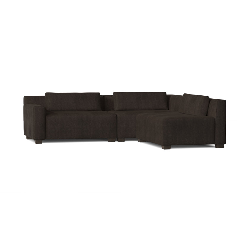Alisa Chaise Sectional, Bella Black Performance Velvet, Brown Mahogany