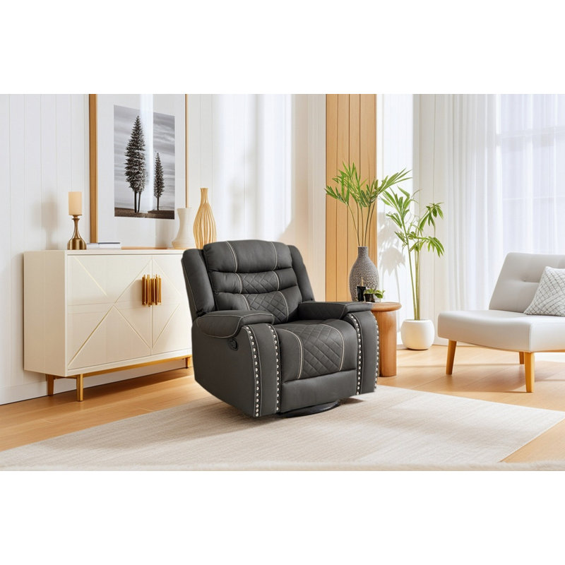 Fauteuil inclinable manuel en microfibre 1 place avec accoudoirs confortables et canapé simple à dossier pour le salon, noir