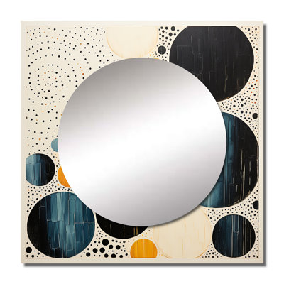 Yellow Blue Mid Century Minimalist Masterpiece - Abstract Collages Square Mirror For Wall Art Decor