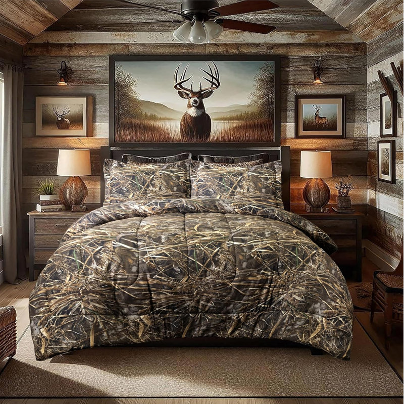 Ensemble d'édredon 3 pièces VISI-One Realtree Max-7 Camo - Literie de ferme rustique unisexe pour camping-car, articles de camping essentiels, aventure en plein air, attrait universel pour chalet, ranch, chalet et espaces modernes