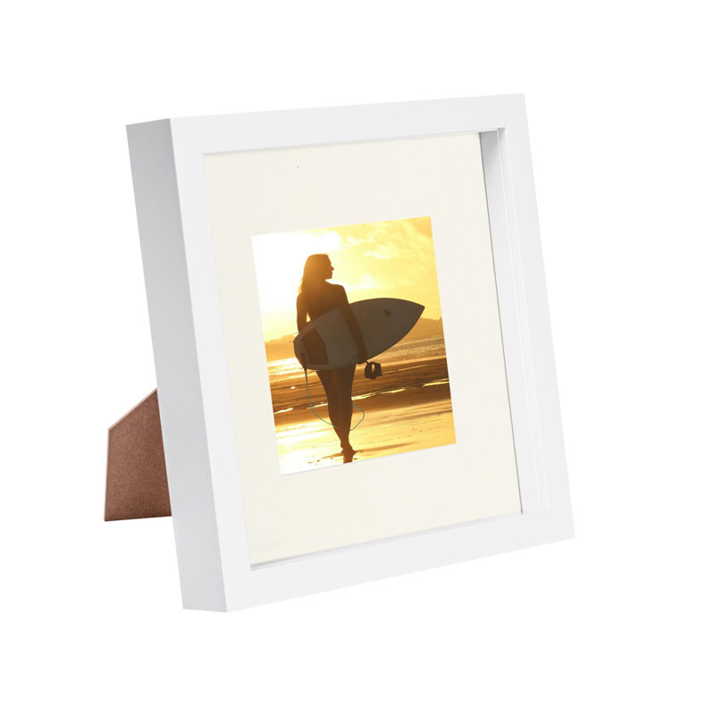 Nicola Spring - 8" x 8" White 3D Box Photo Frame, Ivory, 4" x 4"