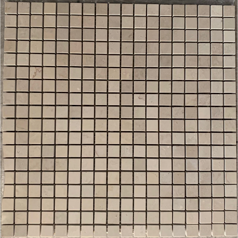 0.63" x 0.63" Marble Mosaic Sheet Wall Floor Use Tile, Cream