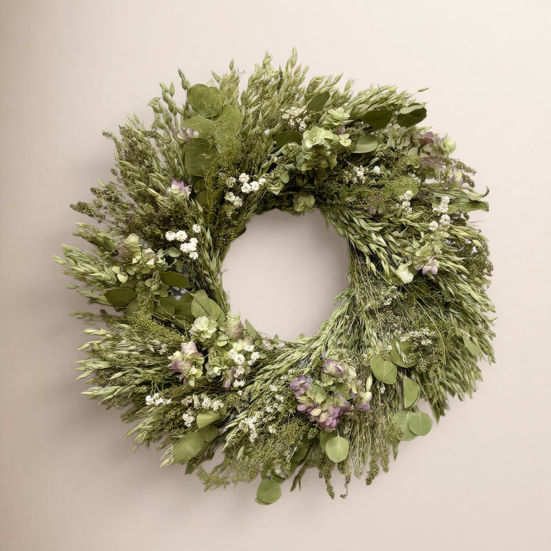 Dried Kent Beauty and Eucalyptus Spring Wreath, 26" W x 26" H x 6" D