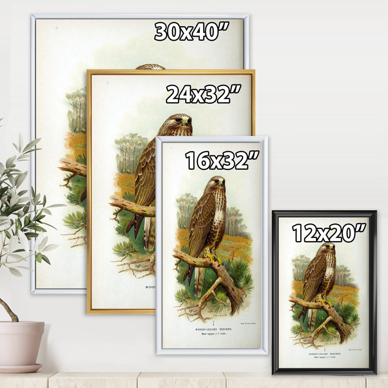 Vie d'oiseau rétro - peinture sur toile, H 40 po x l 30 po x 1,5 po, Cadre flottant blanc