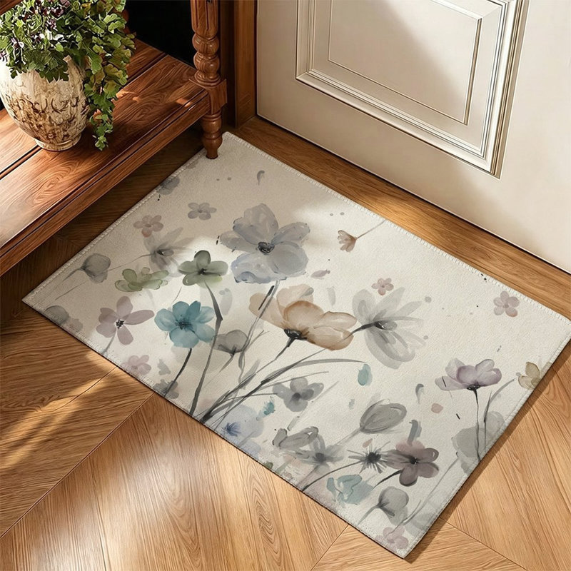 Tapis antidérapant à motif de fleurs sauvages aquarelle 47 x 31 pouces pour chambre à coucher