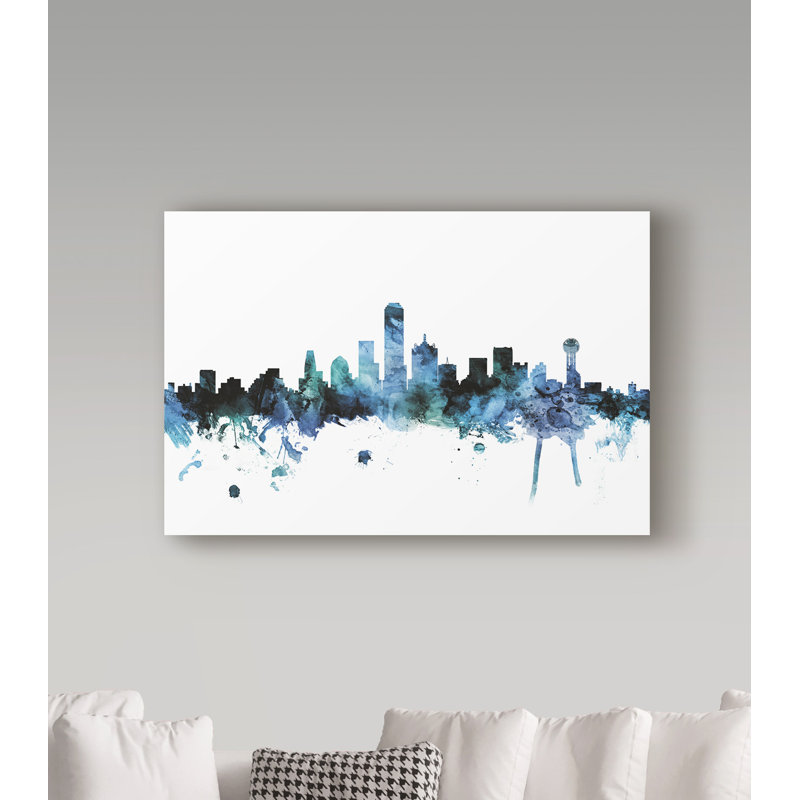 « dallas texas blue blue horizon », reproduction d’impression sur toile tendue, H 30 po x l 47 po x P 2 po