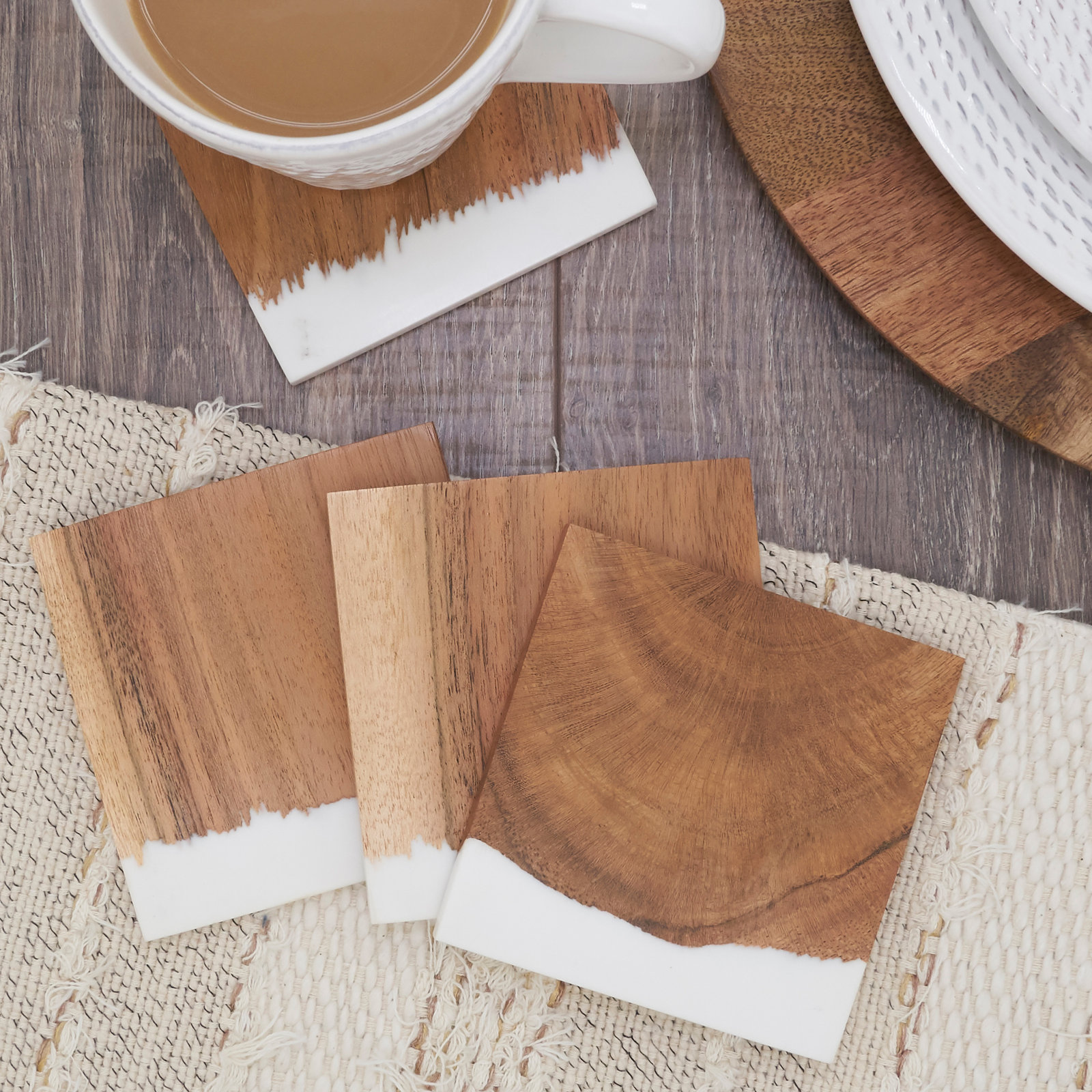 Brayson Glass Coasters with Wood and Resin