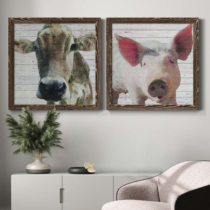 Maude - Ensemble de 2 cadres photo sur toile, Cadre noyer, H 71 po x l 35,5 po x P 1,5 po