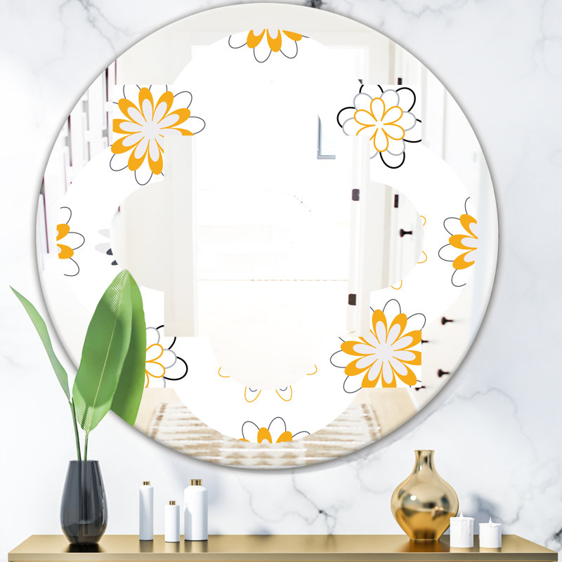 Miroir mural sans cadre à motif floral, 23,6 po x 23,6 po