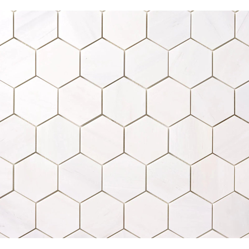 Carreau de mosaïque en nid d'abeille en marbre 12 po x 12 po Bianco Dolomite