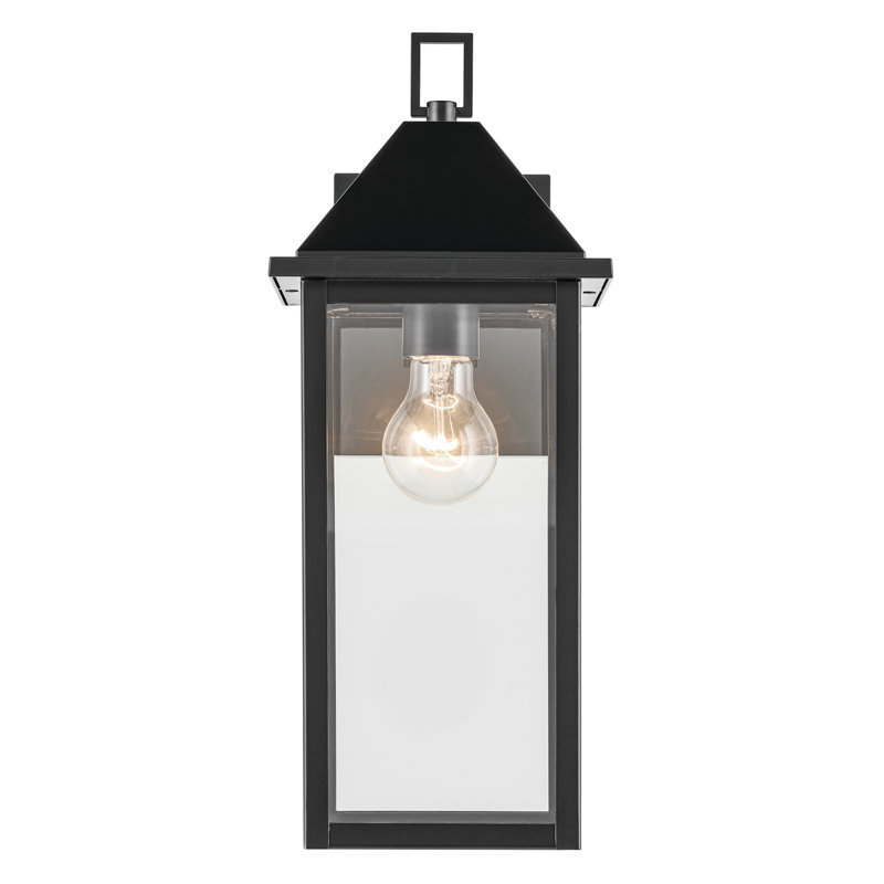 16.75" 1-Light Outdoor Wall Light with Clear Glass, Satin Black, 16.75" H x 6.75"W x 8.25" D
