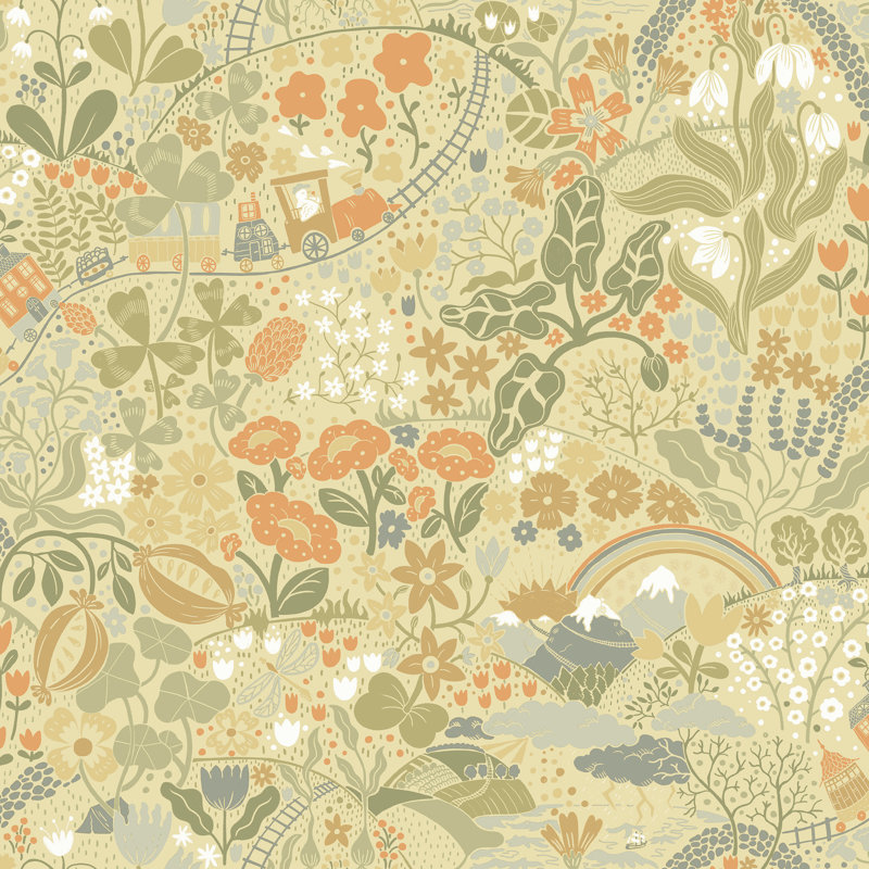 Galerie Resan Tåget Train Journey Wallpaper, Yellow