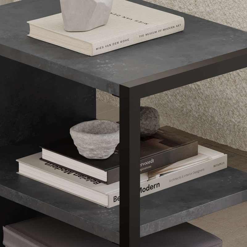 Modern Side Table Set (2 Pieces), Retro Grey, 11.8 x 17.7 x 16.5 inches | 100% Melamine Coated Particle Board, Thickness: 0.7 inches | Stylish & Durable, Perfect for Living Room or Bedroom, Industrial Design