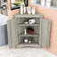Armoire de rangement de coin de salle de bain en bois avec tablettes réglables, conception triangulaire pour petits espaces-408960423