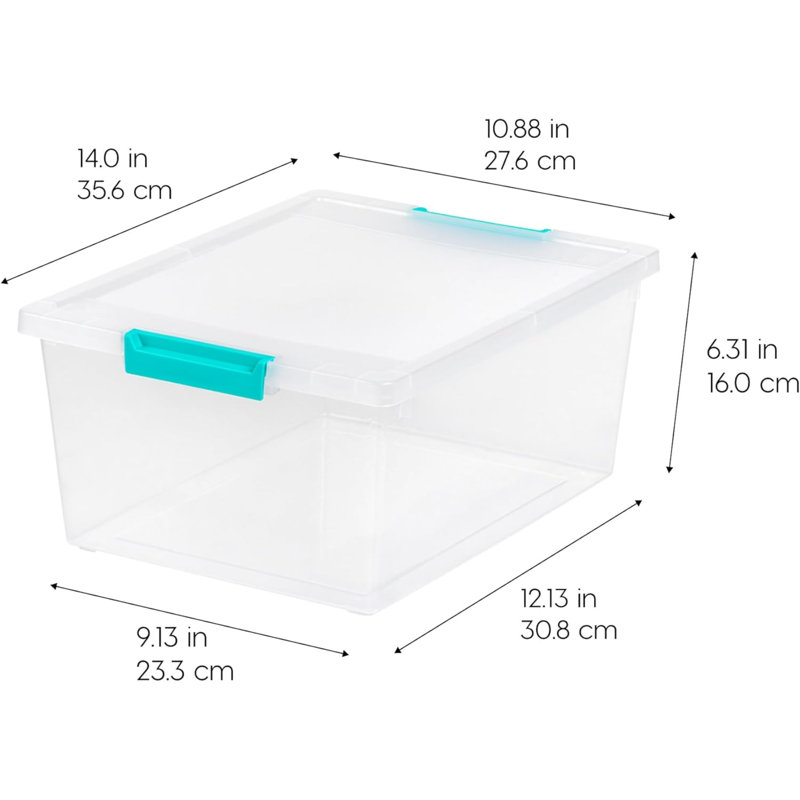 12 Qt. Plastic Storage Bins Containers With Lids, 4 Pack, Sensory Bin, Craft Storage, Craft Organizers And Storage, Organizing Container For Home, Office And School Supplies, Stackable, Clear