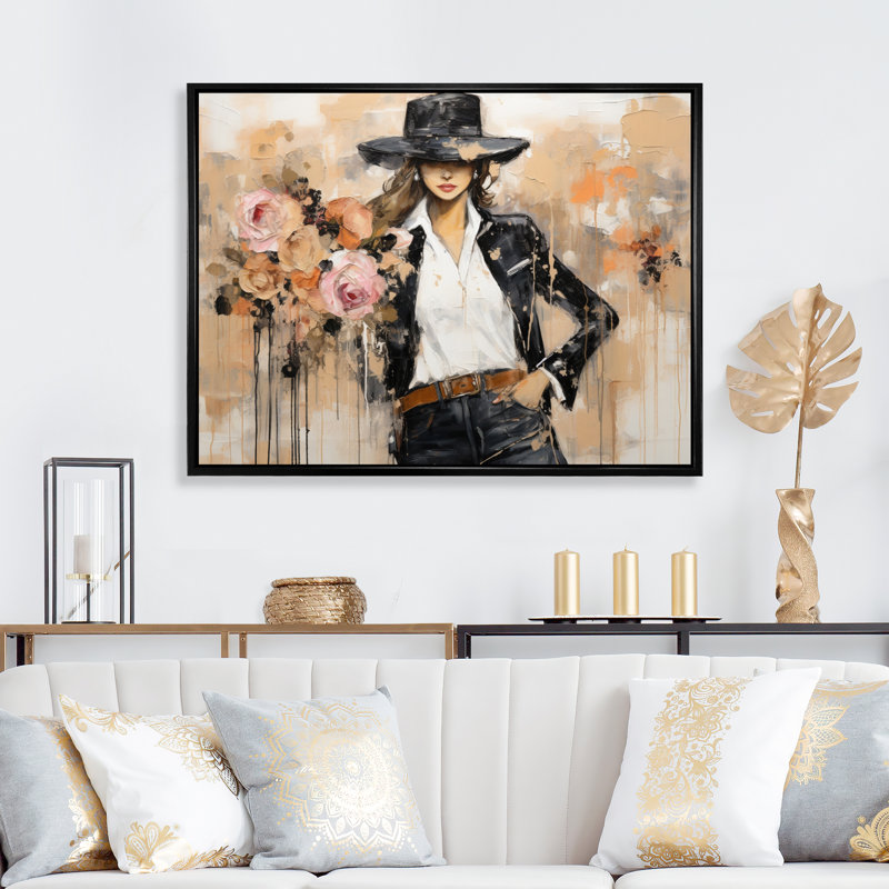 Fashion Chic, impression sur toile encadrée, Cadre flottant doré, H 30 po x l 40 po x P 1,5 po