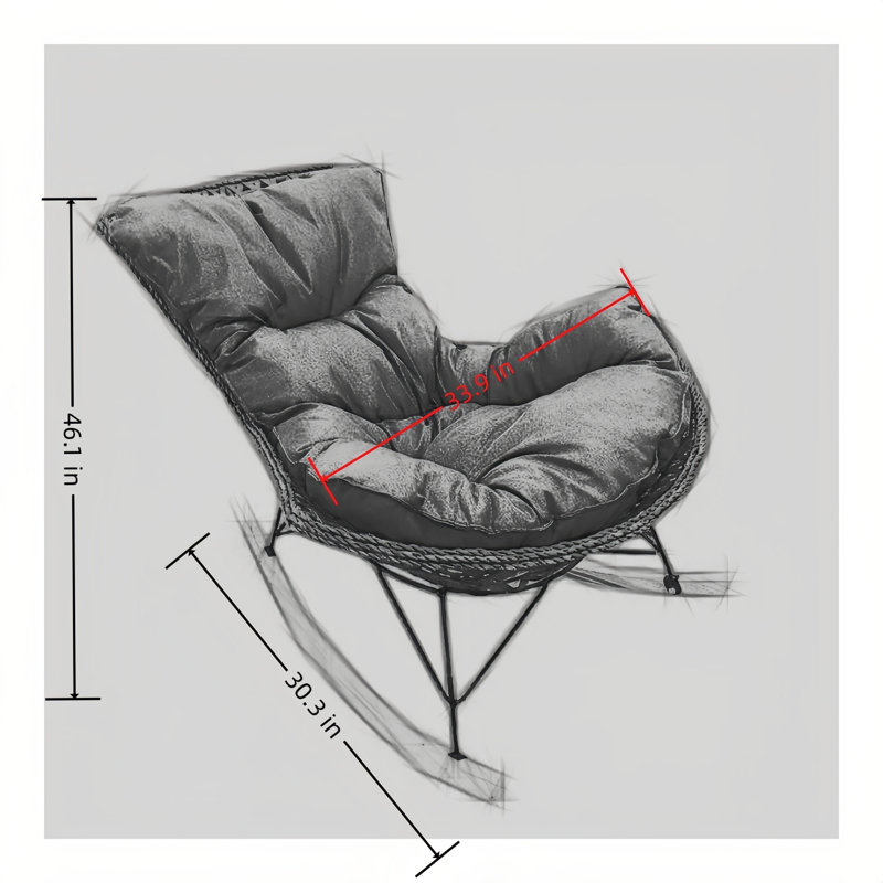 Chaise berçante moderne en rotin, Bleu