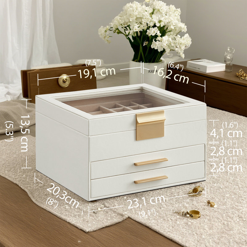  Organisateur de bijoux à 3 couches avec 2 tiroirs