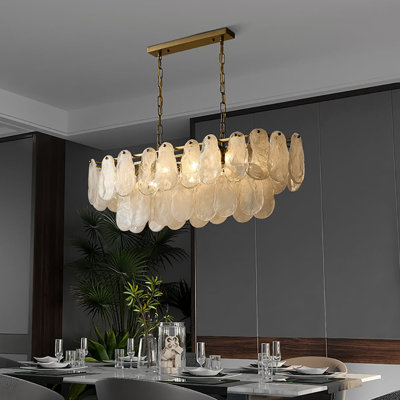 Luminaire suspendu en verre moderne à plusieurs niveaux avec îlot de cuisine