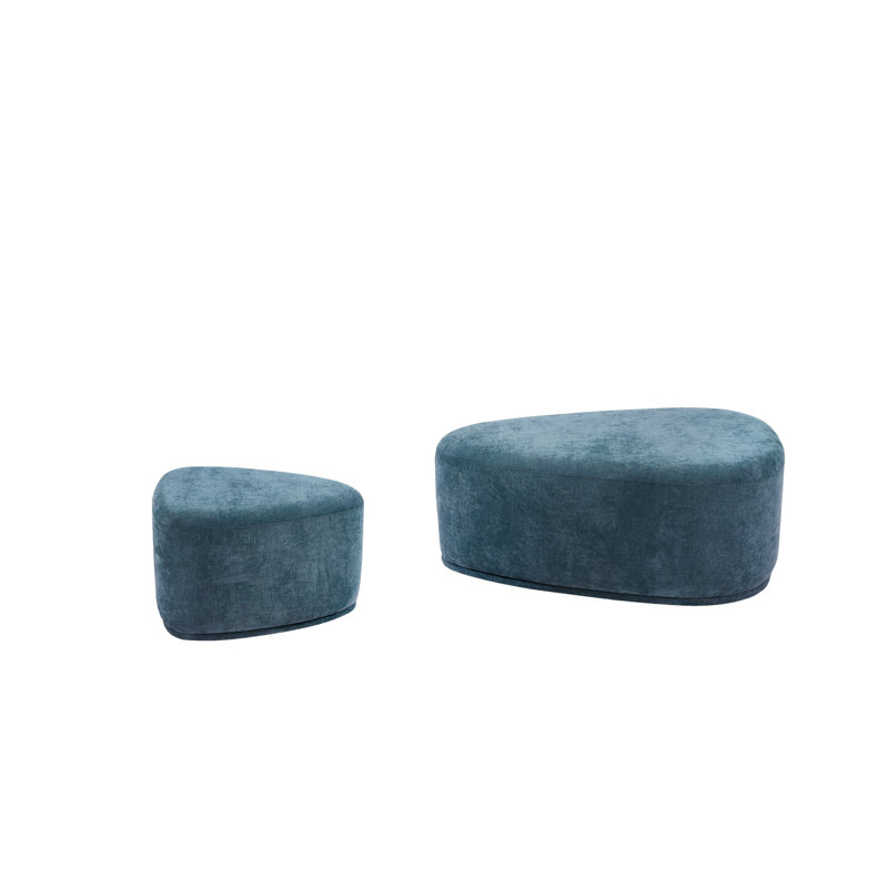 43.6cm Wide Triangle Solid Colour Footstool Ottoman, Blue