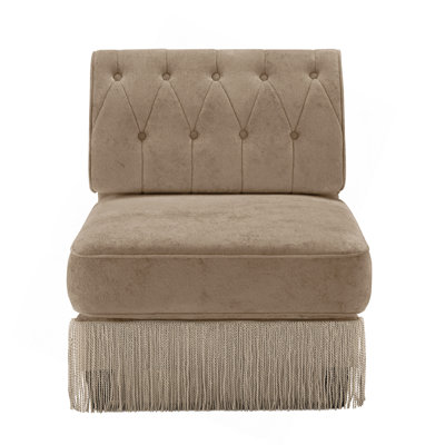 Armless Sofa Velvet-Camel